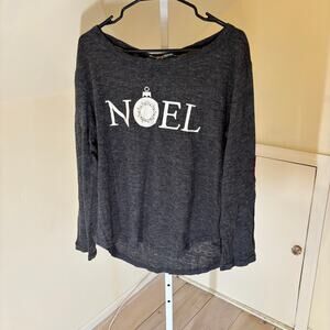 Southern Grace NWT Women's Long Sleeve Gray Christmas "Noel" Sweater Size M